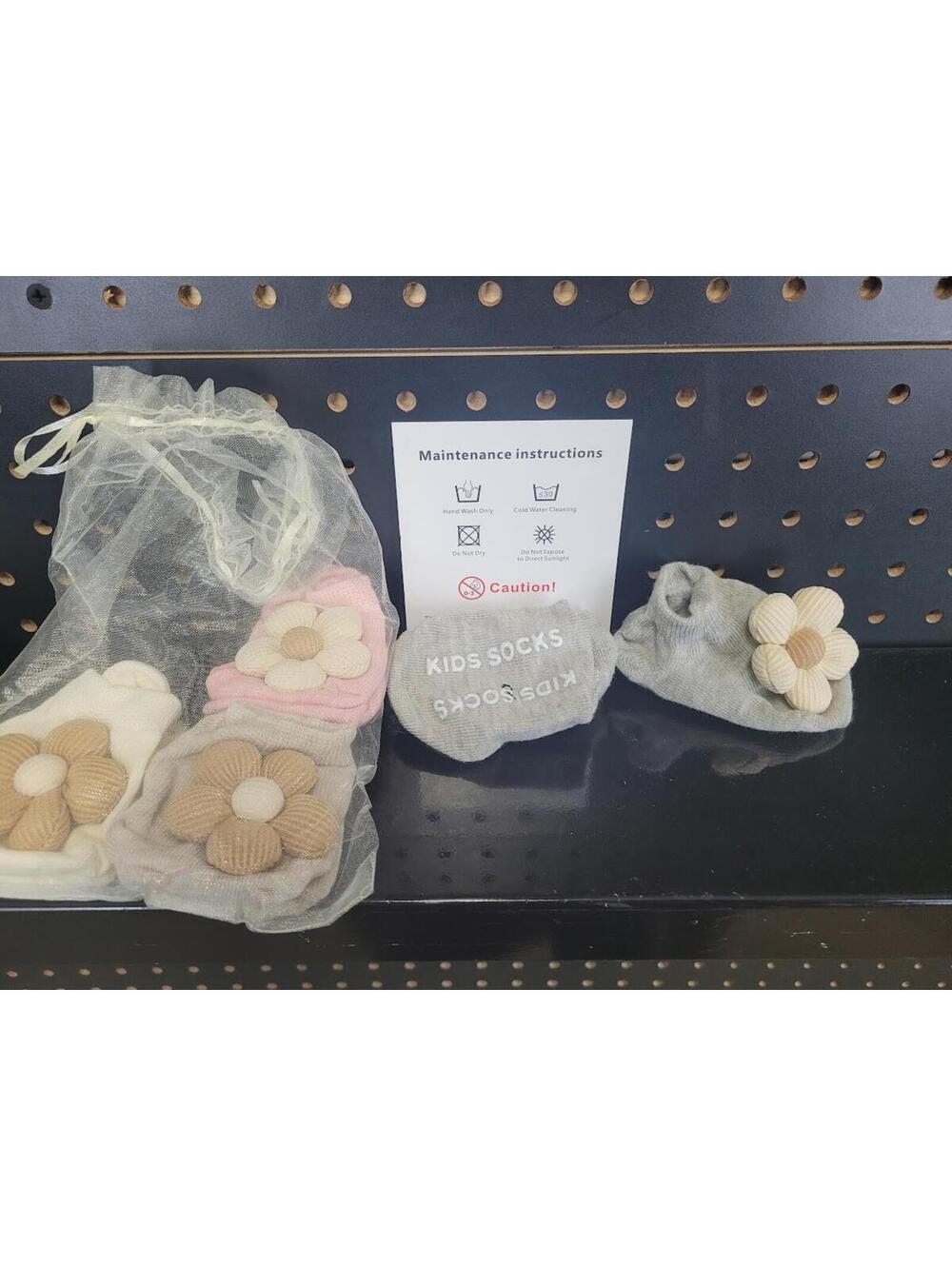 4-Pack Newborn Baby Girl 3D Flower Non-Slip Socks Set
